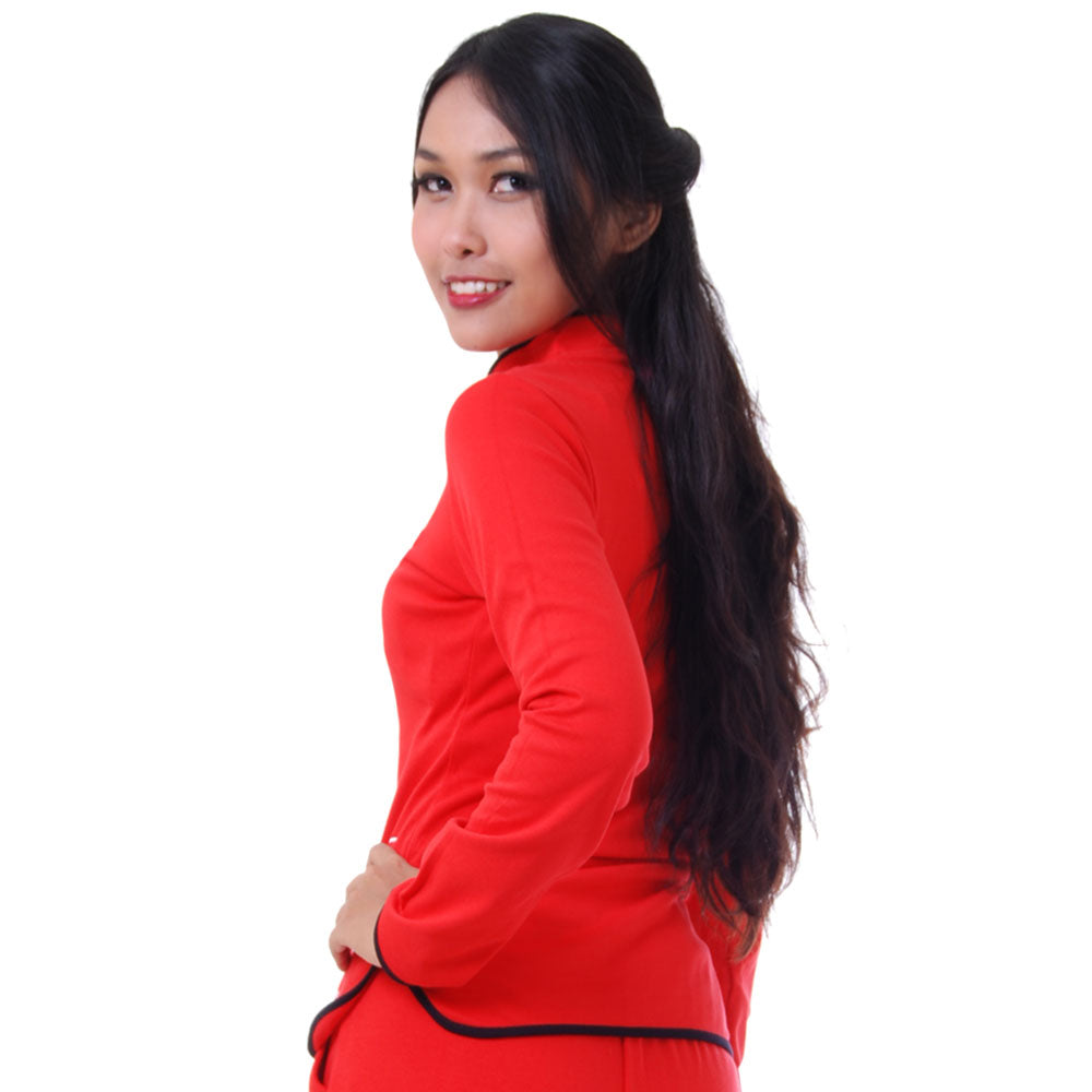 Damen Loungewear Bambus Yoga Shirt Rot Langarm