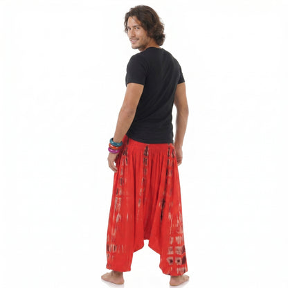 Batik Drop Crotch Herren Haremshose Vibrant Red