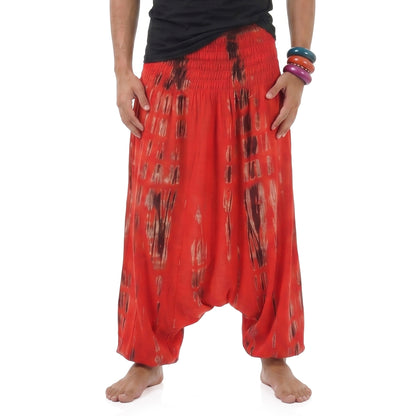 Batik Drop Crotch Herren Haremshose Vibrant Red