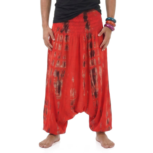 Batik Drop Crotch Herren Haremshose Vibrant Red