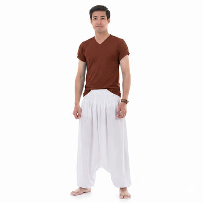 Sunny White Men's Drop Crotch Harem Pants