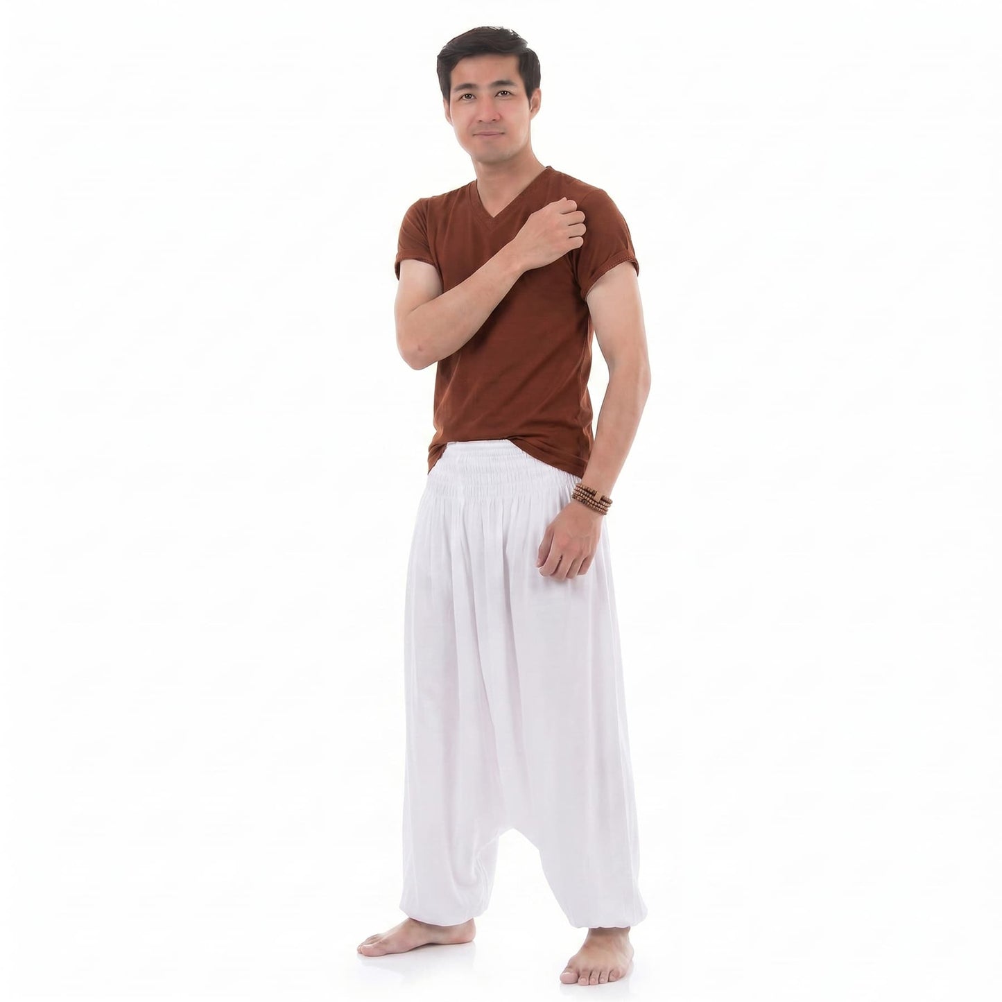 Sunny White Men's Drop Crotch Harem Pants