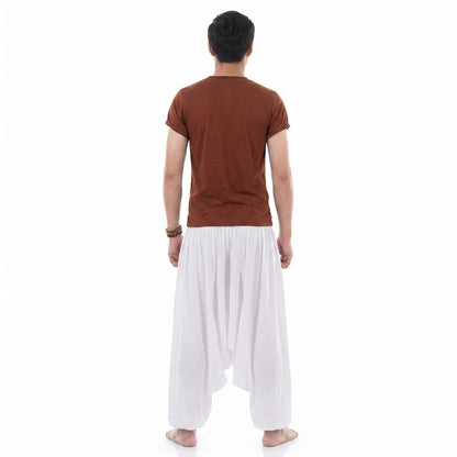 Sunny White Men's Drop Crotch Harem Pants