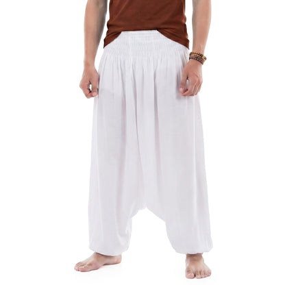 Sunny White Men's Drop Crotch Harem Pants