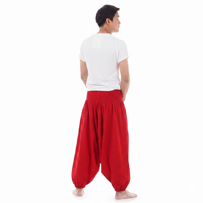 Sunset Red Men's Drop Crotch Harem Pants