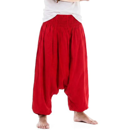 Sunset Red Men's Drop Crotch Harem Pants