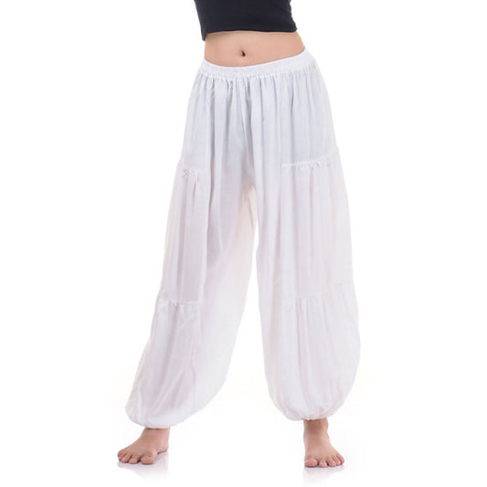 Close-up of a white women Thai harem yoga pants