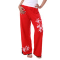 Rote Damen Bambus Loungewear Yoga Tai Chi Hose 