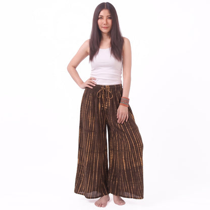 Earthy Brown Tie Dye Hippie Pants Palazzo Cut
