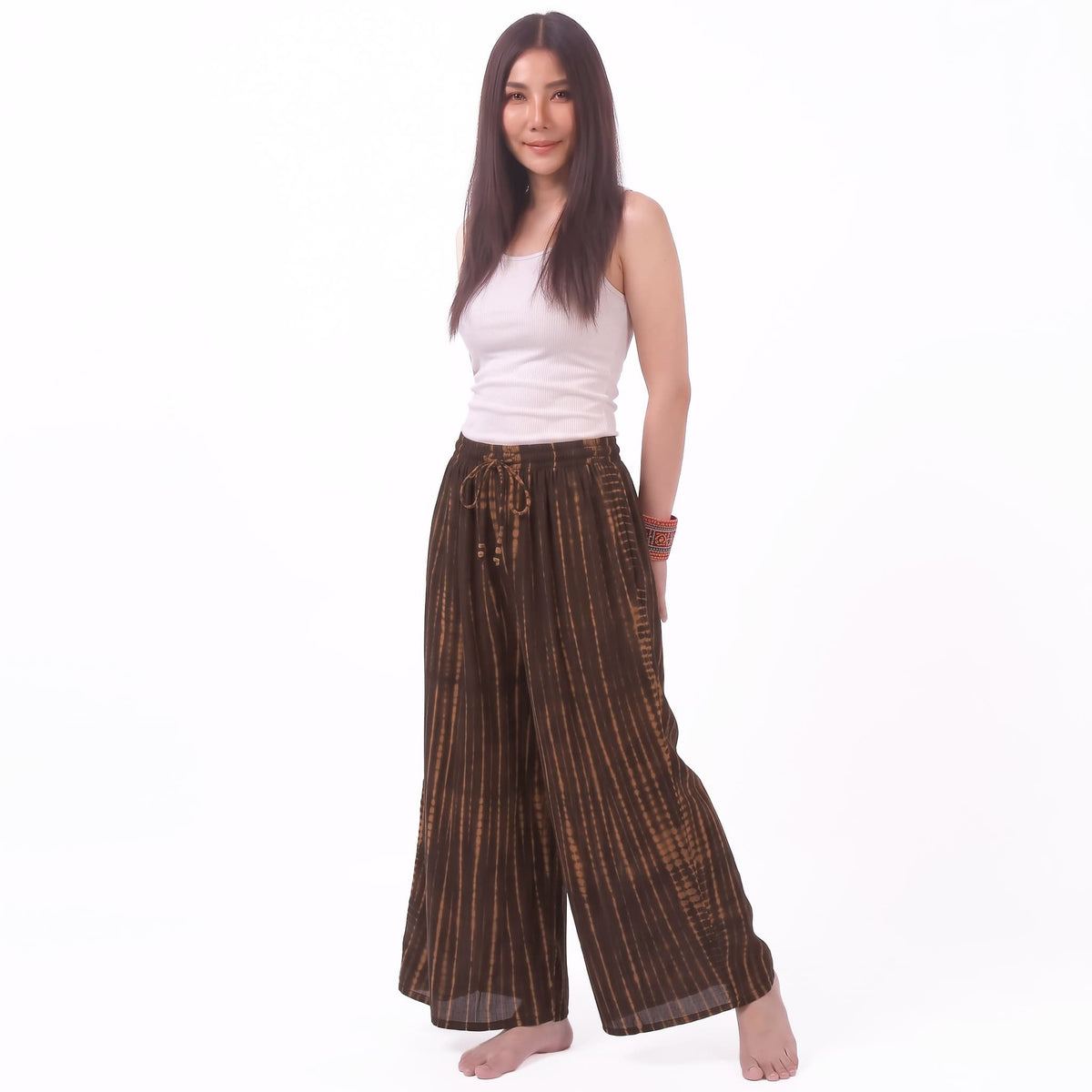 Earthy Brown Tie Dye Hippie Pants Palazzo Cut