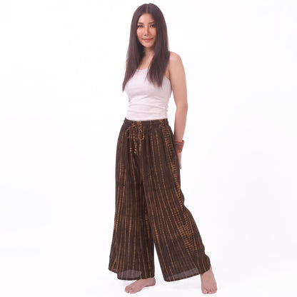 Earthy Brown Tie Dye Hippie Pants Palazzo Cut