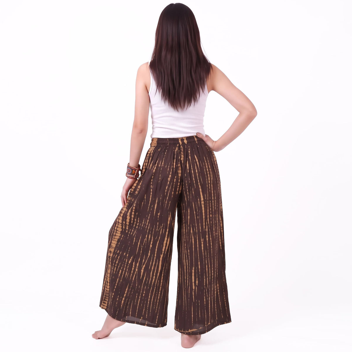 Earthy Brown Tie Dye Hippie Pants Palazzo Cut