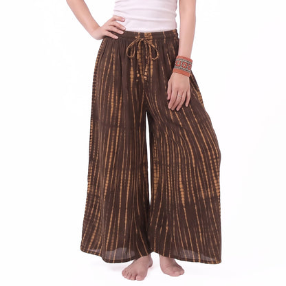 Earthy Brown Tie Dye Hippie Pants Palazzo Cut