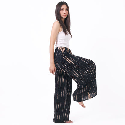 Midnight Black Tie Dye Hippie Palazzo Pants