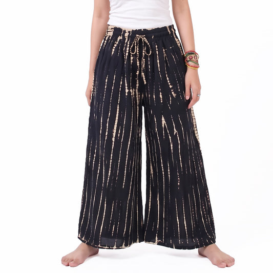 Midnight Black Tie Dye Hippie Palazzo Pants