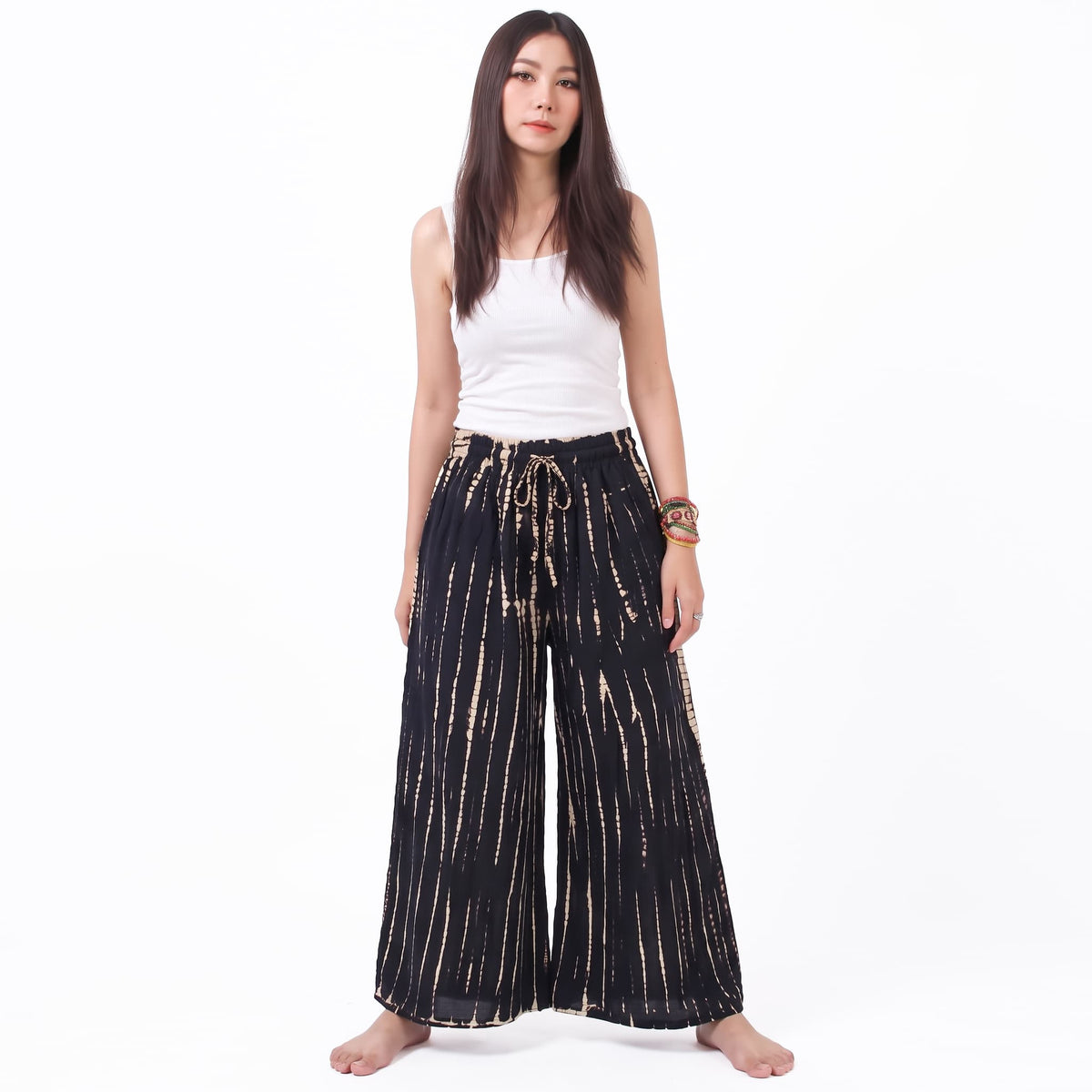 Midnight Black Tie Dye Hippie Palazzo Pants