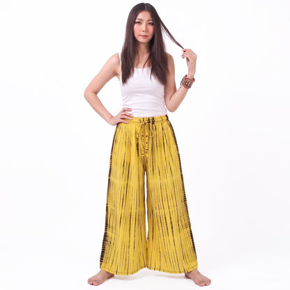Sunshine Yellow Palazzo Pants Boho Hippie Tie Dye