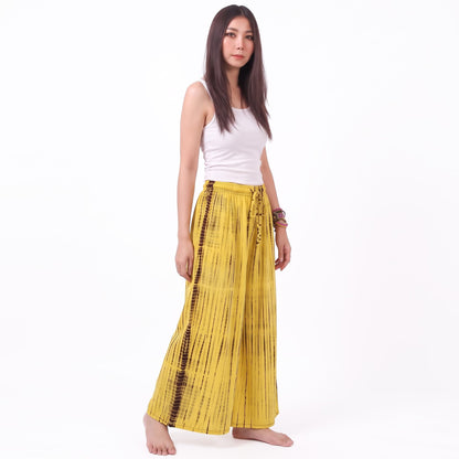 Sunshine Yellow Palazzo Pants Boho Hippie Tie Dye