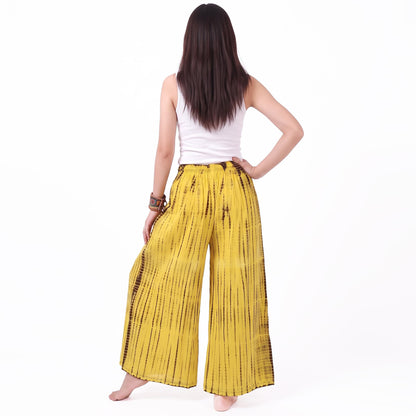 Sunshine Yellow Palazzo Pants Boho Hippie Tie Dye