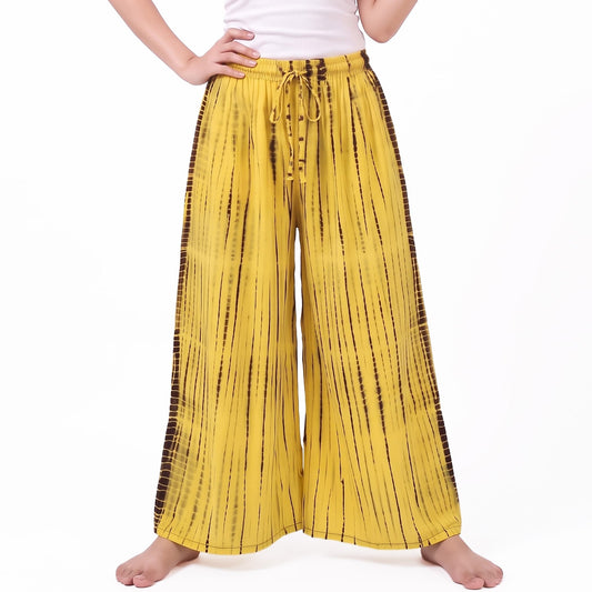 Sunshine Yellow Palazzo Pants Boho Hippie Tie Dye