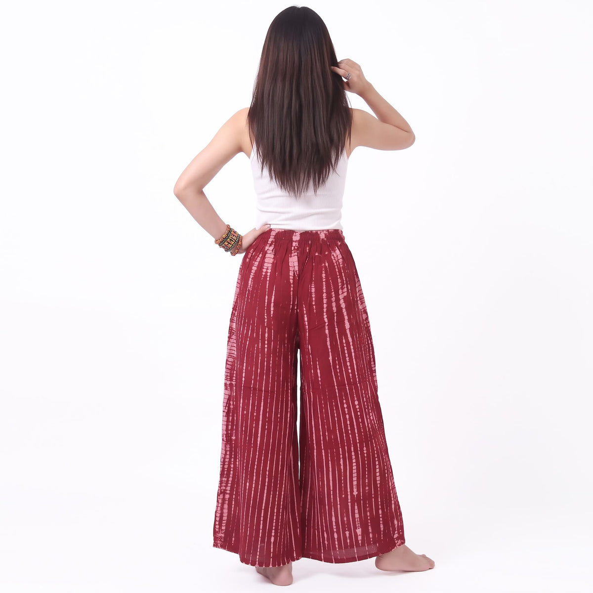 Vibrant Red Hippie Tie Dye Palazzo Wide Leg Pants