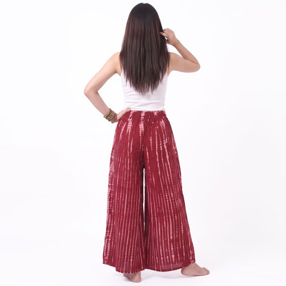 Vibrant Red Hippie Tie Dye Palazzo Wide Leg Pants