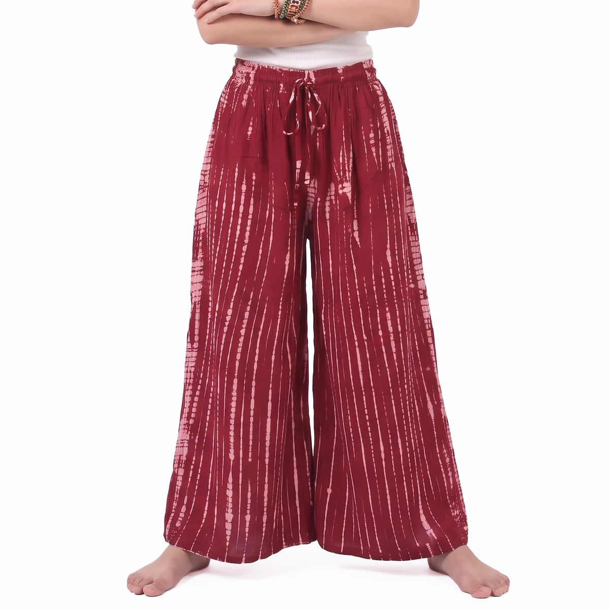 Vibrant Red Hippie Tie Dye Palazzo Wide Leg Pants