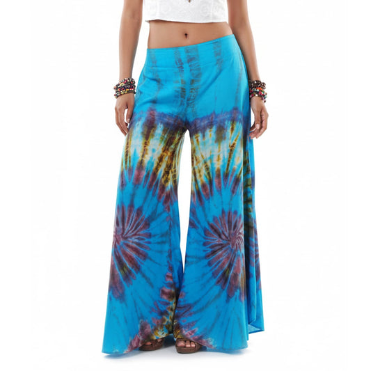 Ocean Blue Hippie Tie Dye Palazzo Pants