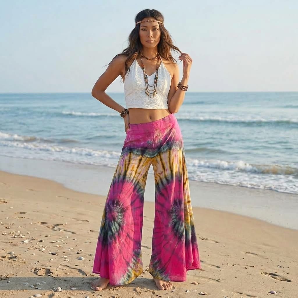 Weite Hippie Batik Schlaghose Pink Paradise