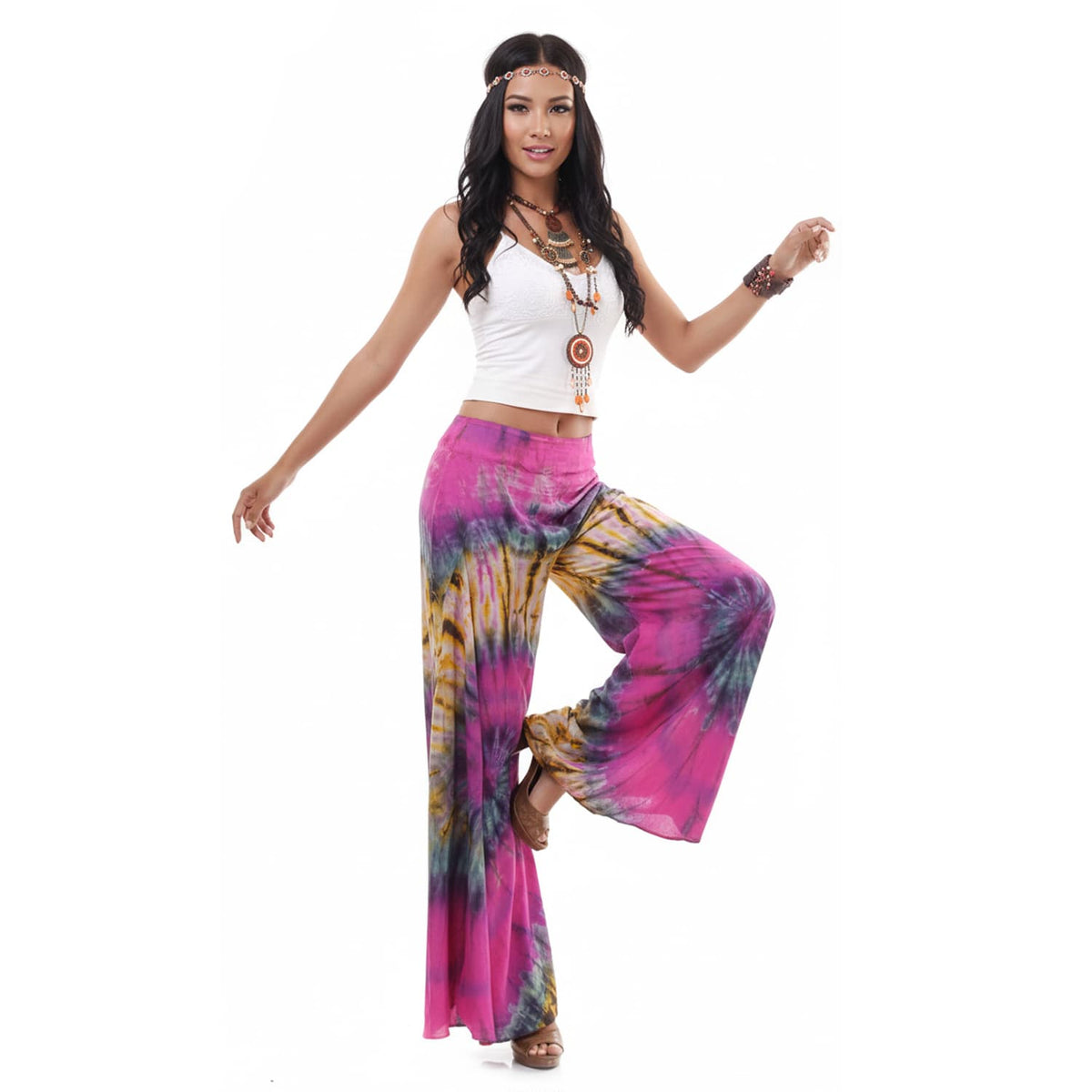 Weite Hippie Batik Schlaghose Pink Paradise