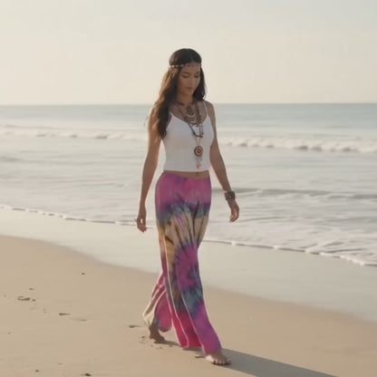 Weite Hippie Batik Schlaghose Pink Paradise