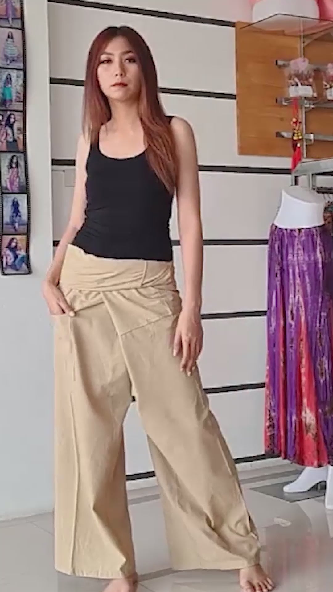 Sandy Beige Women Thai Fisherman Pants – My Thai Pants